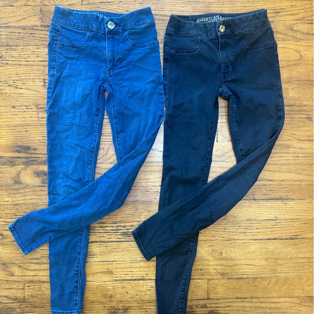 American Eagle Outfitters Women's Black and Blue Jeggings